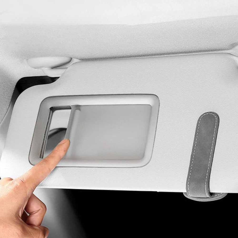 Clip per occhiali multifunzione in pelle scamosciata con logo dell'auto